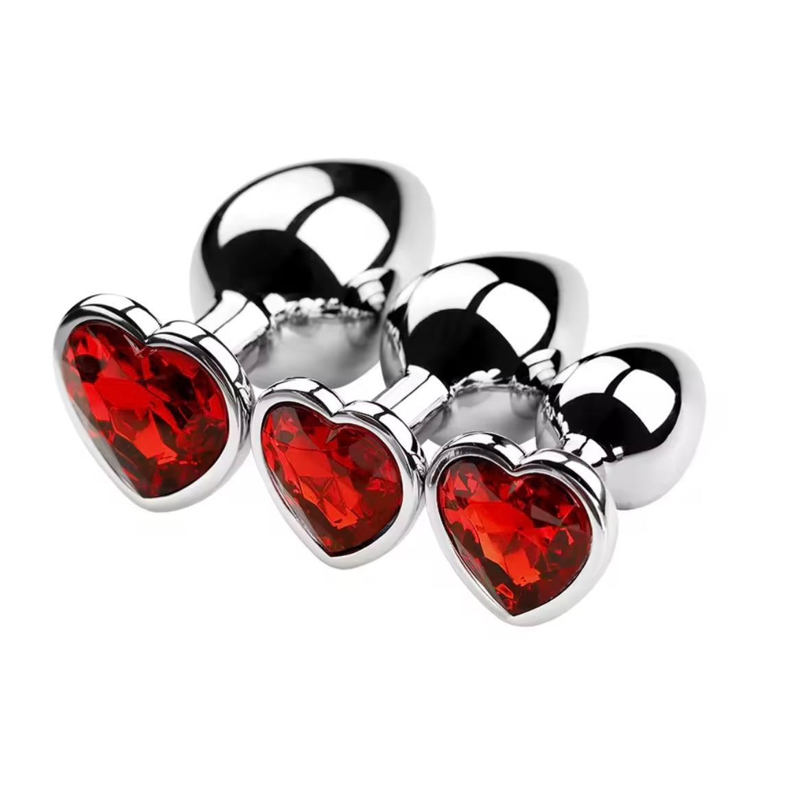 3 piece stainless steel heart plug set