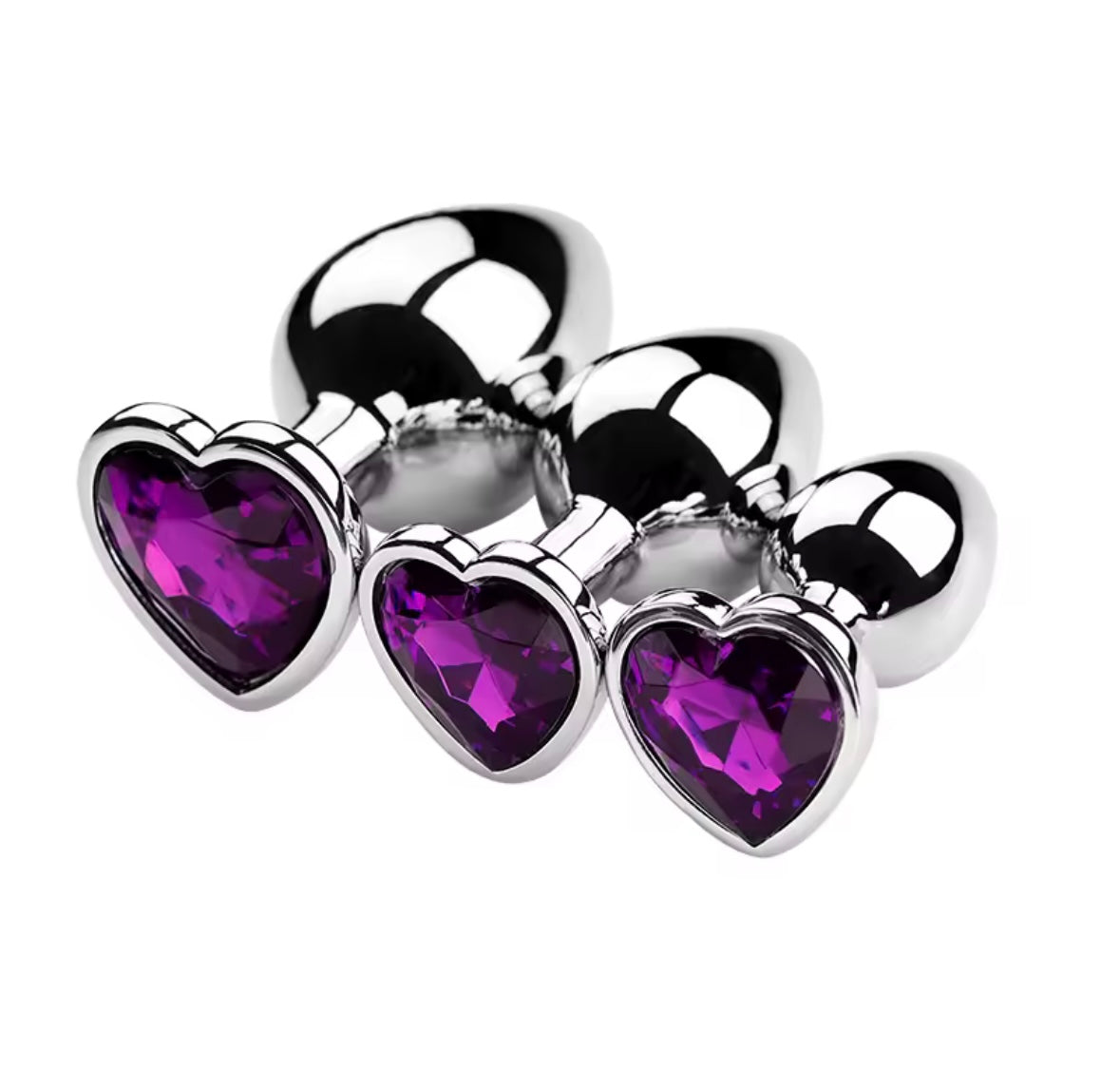3 piece stainless steel heart plug set